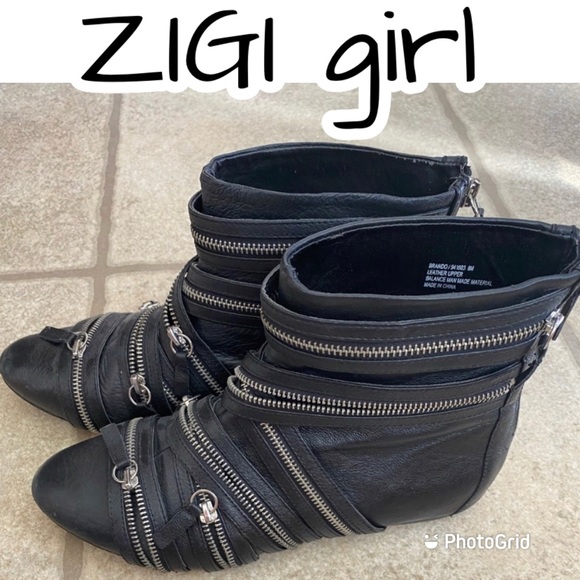 ZIGI girl Shoes - 🎉HOST PICK🎉 ZIGI girl Black Leather Upper Zipper Boots, EUC, 8M